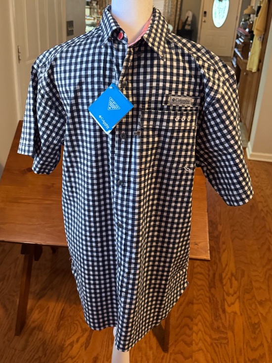 Columbia Other - Columbia Men’s fishing navy & White Gingham Short-Sleeve Button-Down Shirt